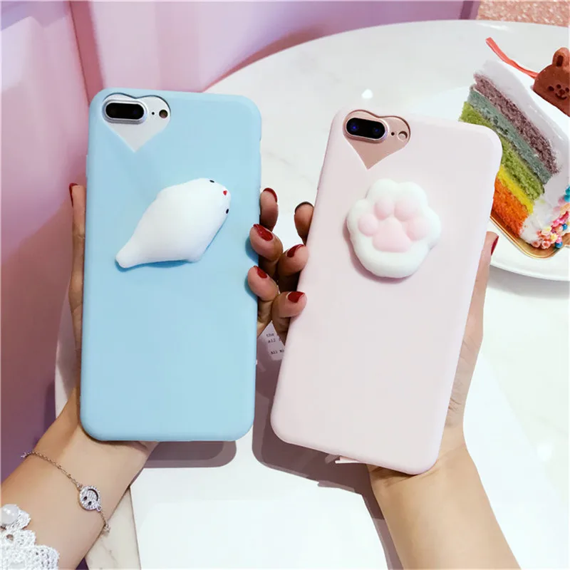 Мягкий 3D чехол с когтями для iphone 6 6s 7 8 plus X милые мягкие чехлы карамельных цветов