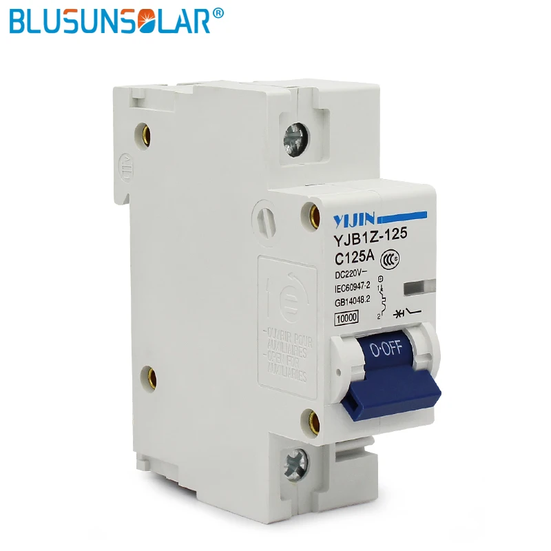 

10 pieces / lot Air Switch 1P 125A DC220V Circuit Breaker Disjunctor for Solar System Protection 35mm Din Rail DL0230