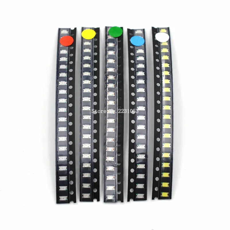 100 шт./лот 1206 SMD LED Kit белый красный синий зеленый желтый 20 шт. каждый супер яркий