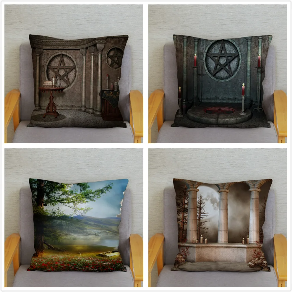 Готический Magic живописный чехол для подушки с принтом супер мягкие короткие