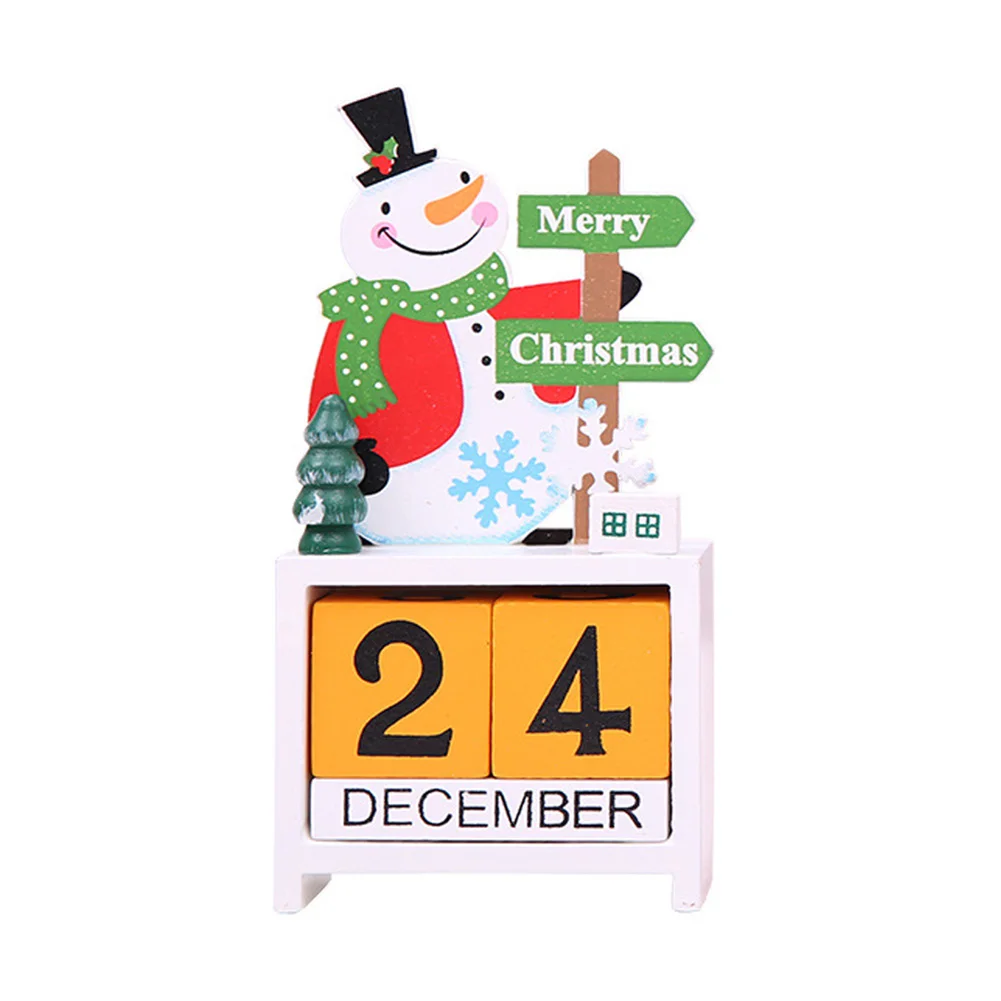 Snowman Рождественские деревянные кубики ежедневный вечный Настольный календарь Санта Снеговик офисное украшение для дома MDP66 - Цвет: Snowman