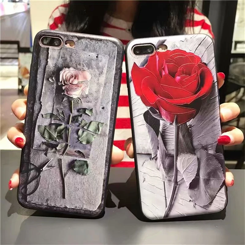 Силиконовый чехол с цветами для телефона iPhone 5 5S SE 7 8 Plus розовыми X 10 6 6S мягкий из