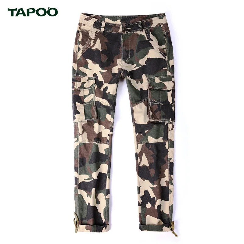 TAPOO Бренд Брюки Мужские Камуфляж Свободные Моды Тонкий Вскользь Простой Army Green