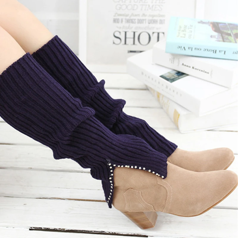 Женские зимние носки Стразы длинные женские повседневные теплые однотонные