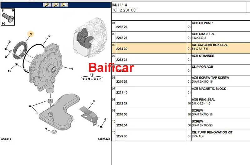Baificar Фирменная Новинка натуральная A4L с автоматической коробкой передач передний масляный затвор 226430 для peugeot 206 307