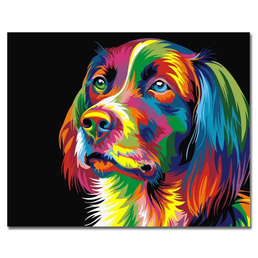 dog painting 10 УИН журавль картина по номерам животное картина маслом лошадь Раскраска по номерам на холсте DIY Ручная роспись олень настенная живопись Декор - Цвет: dog painting 10