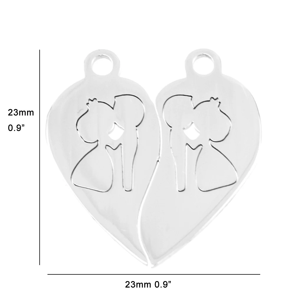 Комплект подвесок из нержавеющей стали 100% в виде сердца для невесты и жениха