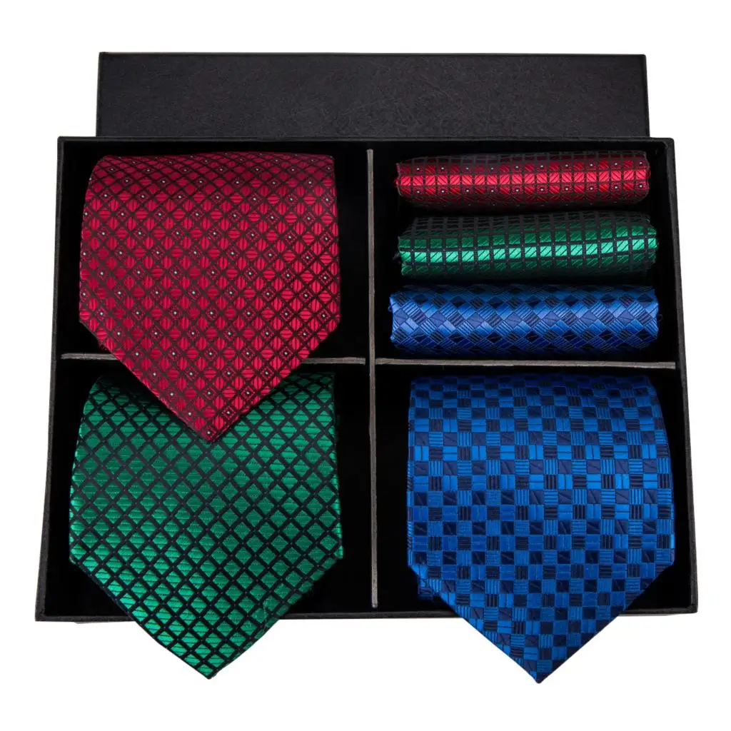 Hi-Tie Модный стильный галстук для мужчин шелк Галстуки Hanky запонки набор коробка набор Gravatas для бизнеса Вечерние
