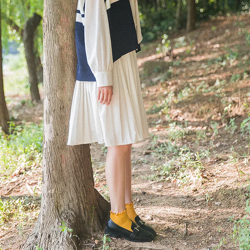 Осень Весна Кружева носки с оборками хлопковые ботильоны милые кружевные края