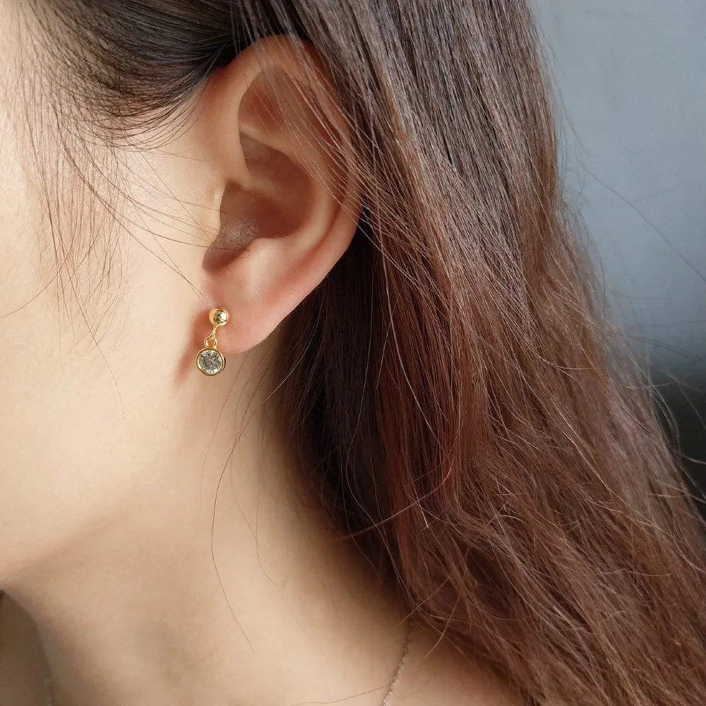 Серьги капельки из стерлингового серебра S925 пробы модные круглые короткие