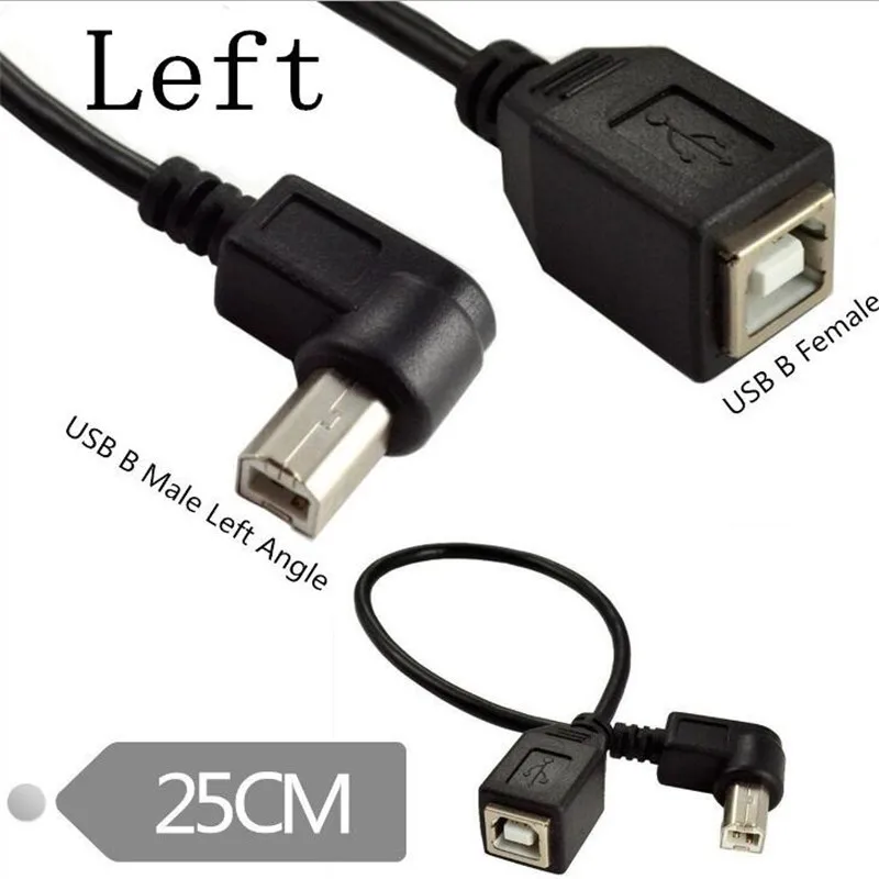 USB кабель для принтера 25 см 2 0 B штекер на гнездо Удлинительный вверх вниз вправо