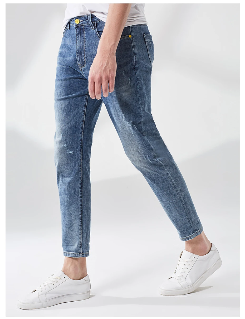 Markless мужские джинсы из хлопка Весна Slim Fit джинсовые брюки брендовые модные повседневные мужские джинсы NZA9007M