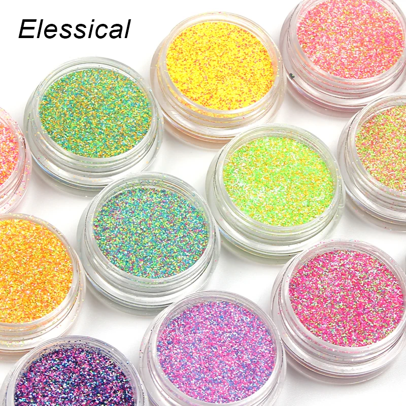 Голографические разноцветные Блестки для ногтей 12 бутылок блестящие краски