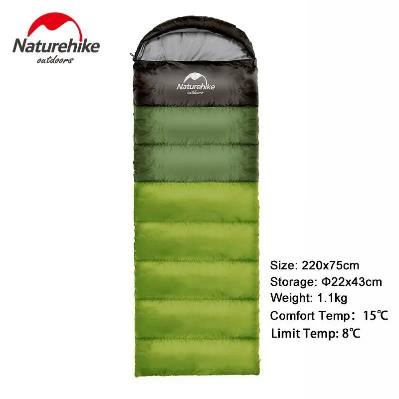 Naturehike спальный мешок для кемпинга из хлопка, Сверхлегкий Двойной спальный мешок для людей, переносные уличные туристические спальные мешки - Цвет: Green-1.1kg