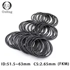 Уплотнительное кольцо FKM 1 шт., уплотнительное кольцо из фторта cs2.65 мм ID51.55354.556586061.563 мм, уплотнительное кольцо, уплотнительное кольцо для масла, шайба для топлива