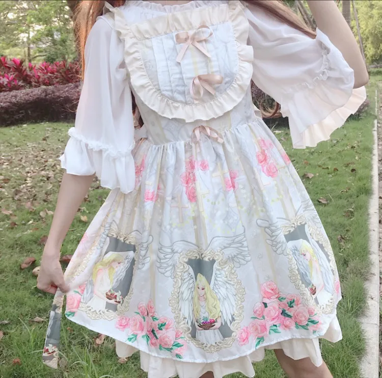 Apricot sleeveless Платье в стиле Лолиты; милое платье принцессы для девочек; винтажное платье с оборками; Пышное Платье без рукавов; цвет красный, черный, розовый; женское платье - Цвет: Apricot sleeveless