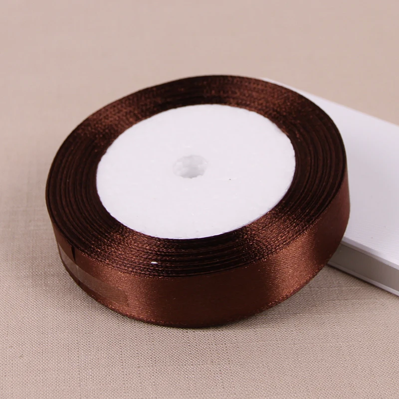Кофейная шелковая атласная лента с золотым украшением для свадебной вечеринки