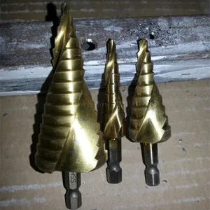 3 шт., ступенчатое Коническое Сверло Hss с титановым покрытием, сверло, ступенчатое сверло, конусное отверстие 4-12,4-20,4-32 мм, спиральная флейта 14 