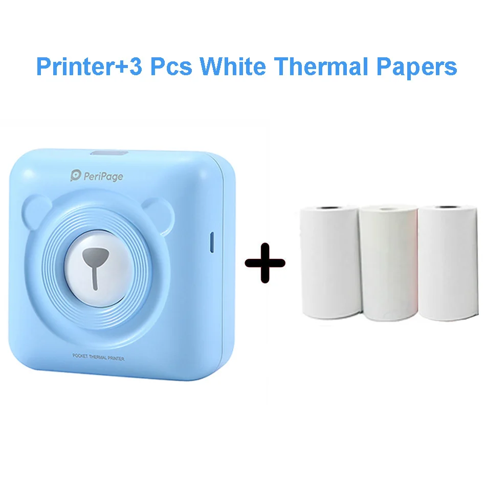 A6 3 Rolls Paper PeriPage Мини Портативный Bluetooth фотопринтер Карманный Термопринтер для мобильного телефона Android iOS Windows - Цвет: A6 3 Rolls Paper