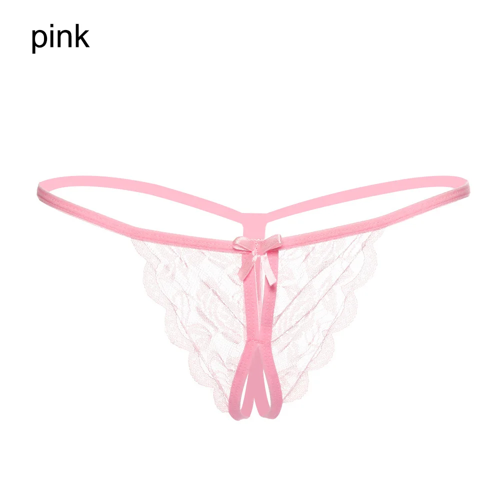 Pink Сексуальные Однотонные трусы с низкой посадкой, шелковые Бесшовные дышащие трусики, бесследное нижнее белье, кружевное нижнее белье с открытой спиной - Цвет: Pink
