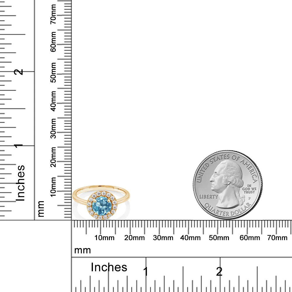 GemStoneKing 18K желтое Позолоченное серебряное кольцо Halo 1 60 Ct Круглый Природный