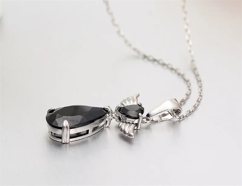 Ожерелье с подвеской в виде крыла ангела черным фианитом|jewelry chain necklace|jewelry gold