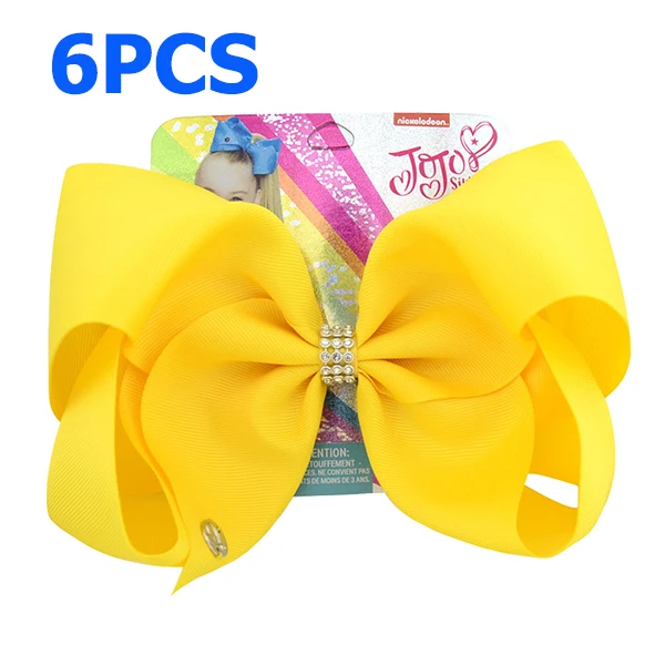 10 " Jumbo JOJO твердые девушки Луки для волос Стразы Grosgrain ленты Hairbows бутик клип головной убор бант Детские аксессуары для волос - Цвет: 10