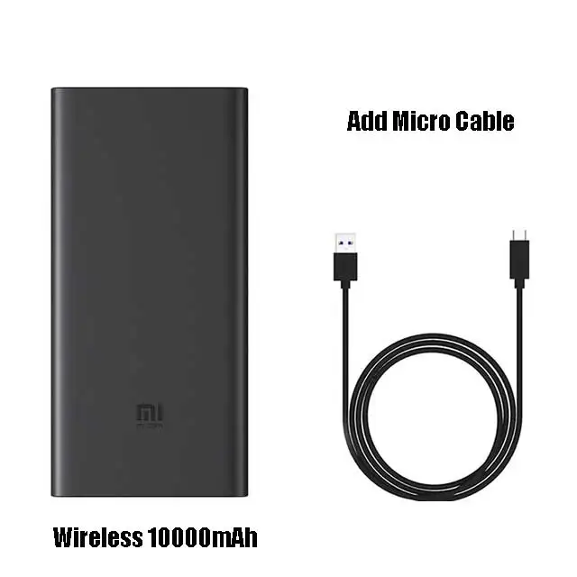 wireless 10000mah Xiao mi power Bank 20000 мАч порты вывода PD быстрое зарядное устройство Внешний аккумулятор Xiao mi 2C mi power bank для ноутбука - Цвет: wireless 10000mah