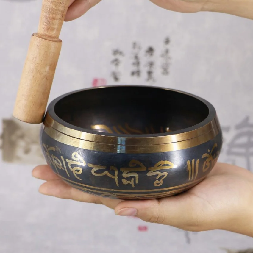 Handmade 3.15 Inch Tibetan Bell Metal Singing Bowl with Striker for Buddhism Buddhist Meditation & Healing Relaxation