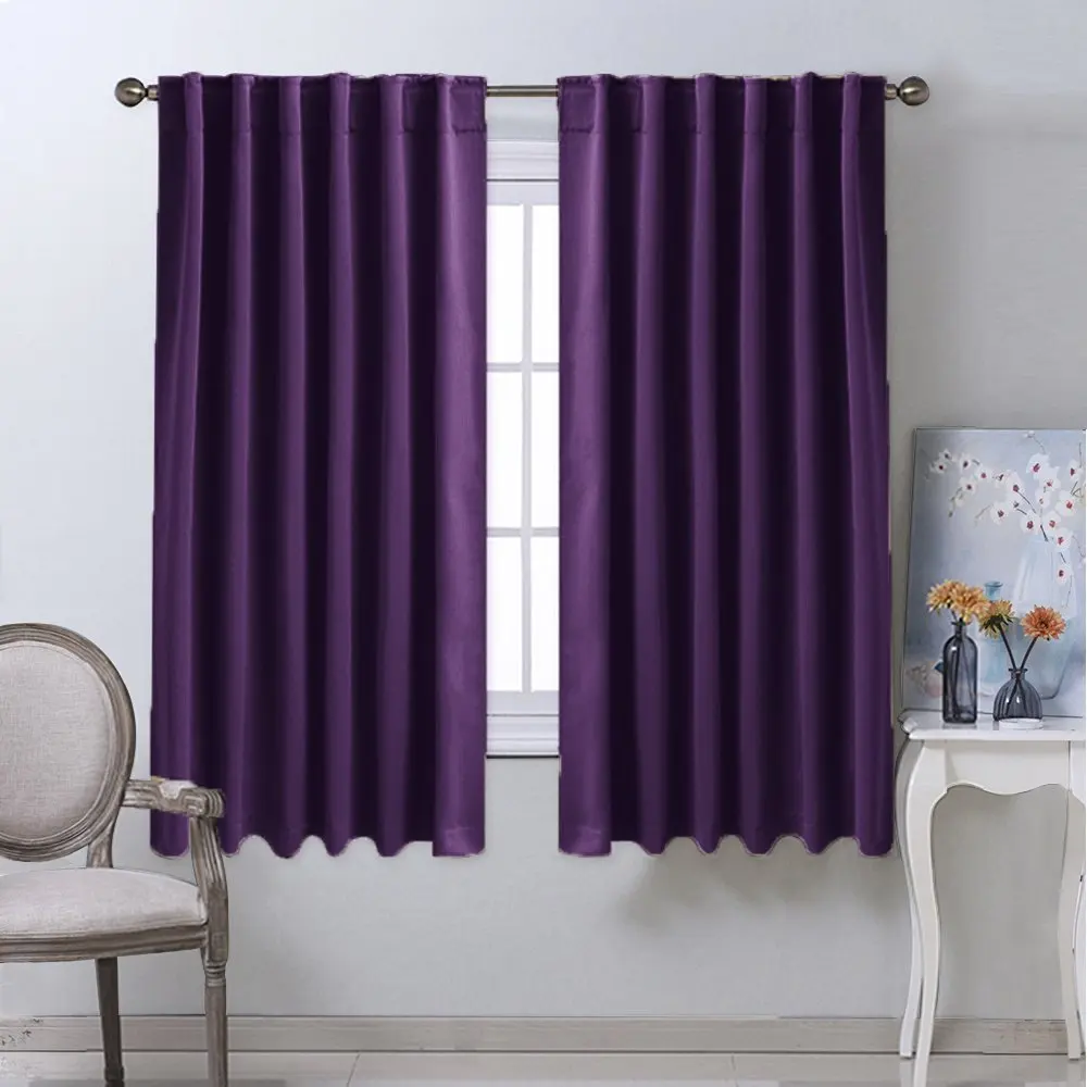 Purple Однотонная затемненная занавеска NICETOWN, термоизолированная штора с карманом на заднюю панель для гостиной, занавески для спальни, занавески на заказ - Цвет: Purple