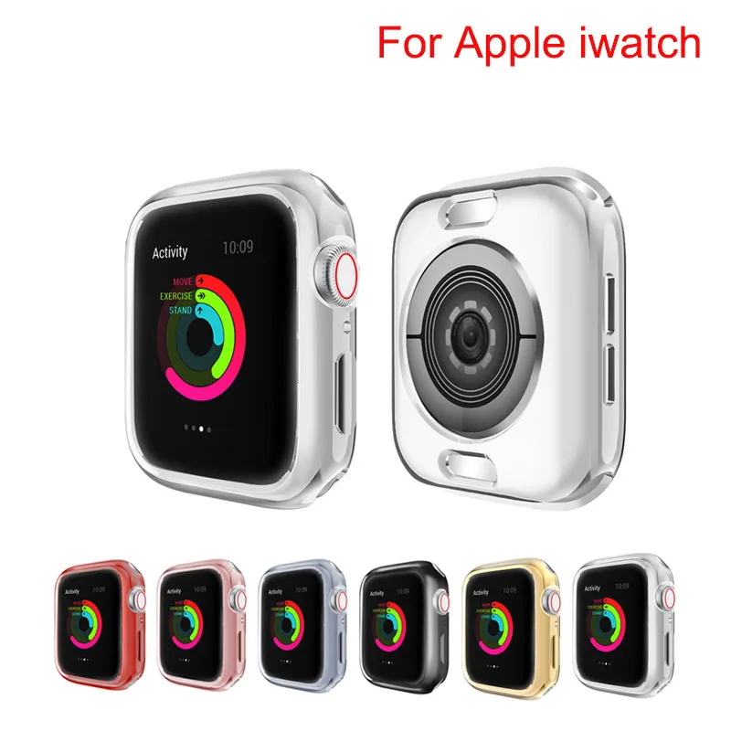 Бампер для apple watch series 3 4 2 1 5 Мягкий защитный чехол из ТПУ с покрытием защита задней