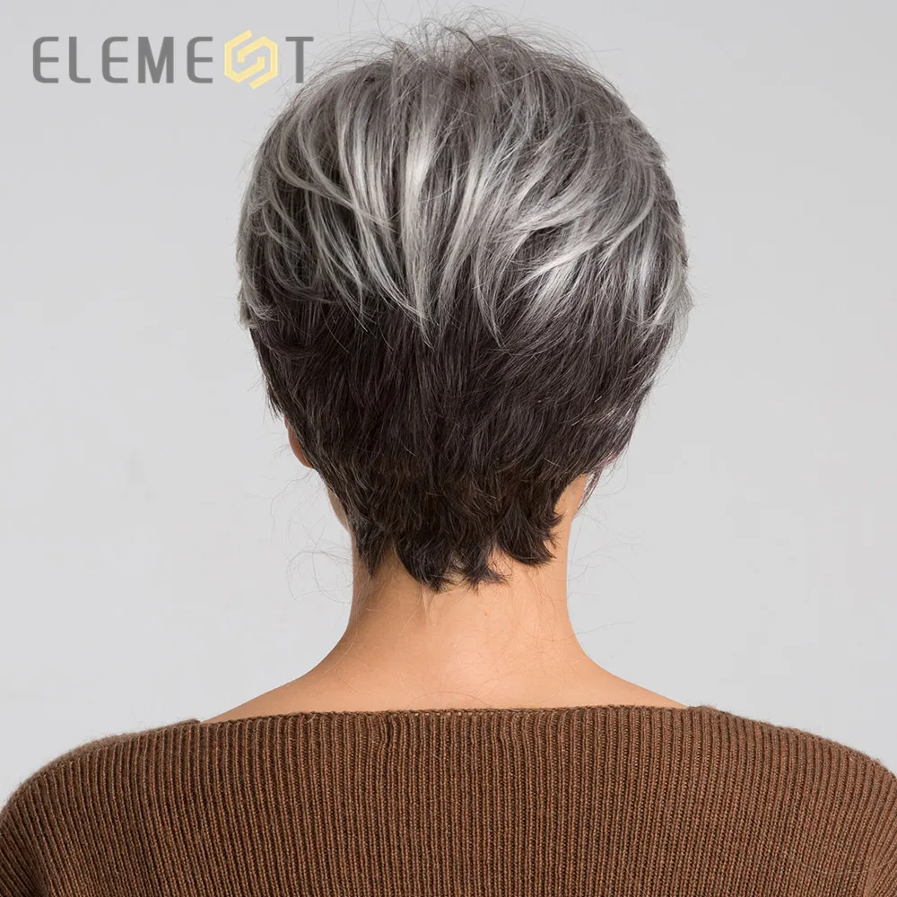 Термостойкий синтетический короткий парик Element с боковой бахромой 6 дюймов
