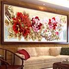 Картина большого размера с изображением красивых пионов, алмазная вышивка, алмазная живопись, мозаика, 3d Вышивка крестом, алмазные картины H424