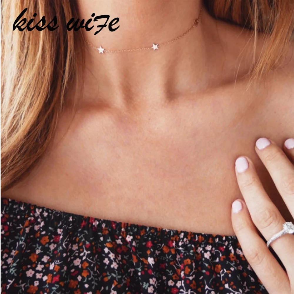 Женская цепочка чокер с пятиугольной звездой длиной до ключиц|statement necklace|chain