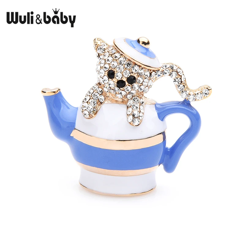 Wuli & baby брошь со стразами и медведем для женщин мужчин милая эмалированная в виде