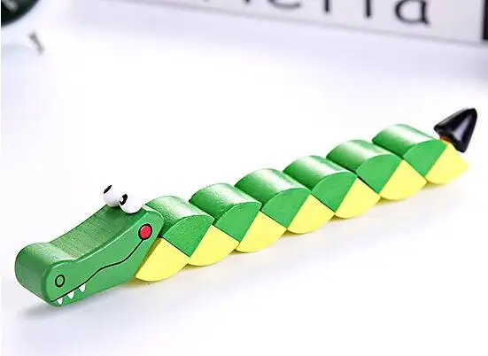 Crocodile Игрушки Монтессори Обучающие деревянные игрушки Дети Раннее Обучение упражнения детские пальцы Гибкие деревянные детские игрушки извивающиеся насекомые игры GYH - Цвет: Crocodile