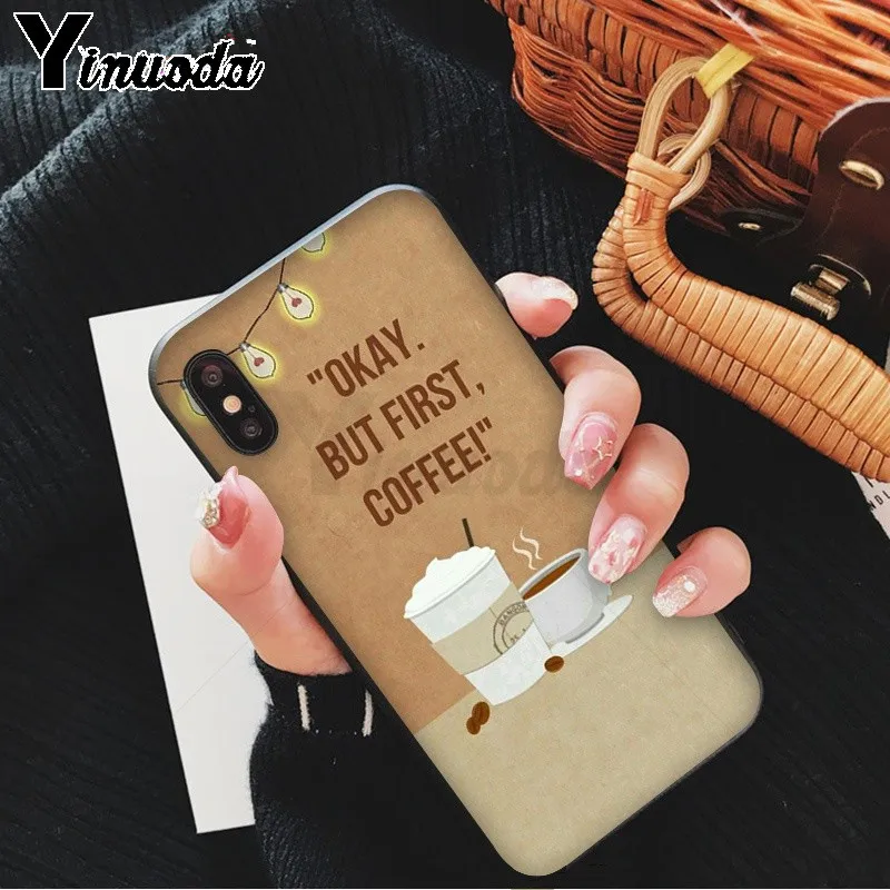 Yinuoda ОК но сначала кофе Книга Мягкий Силиконовый ТПУ чехол для телефона iPhone 8 7 6 6S
