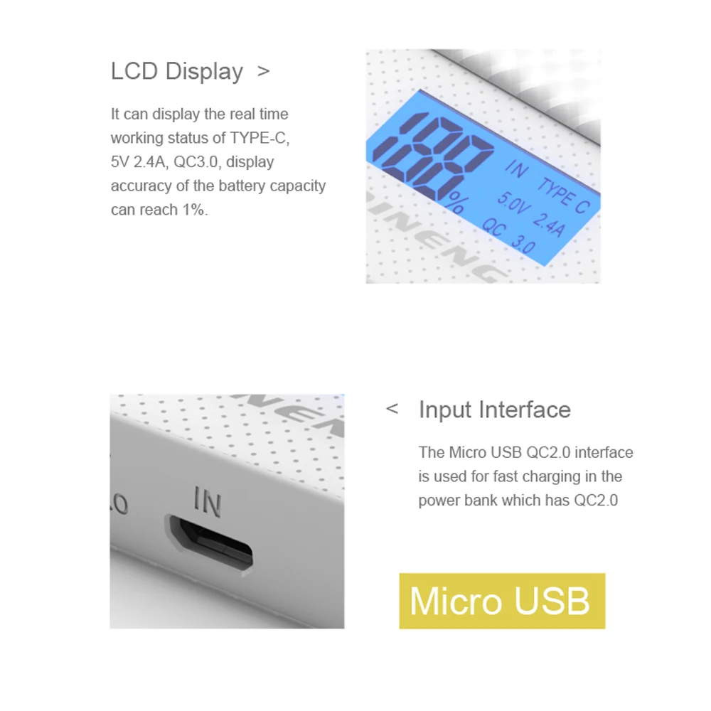 PINENG 10000 мАч Двусторонняя Быстрая зарядка Power Bank PN 993 QC3.0 портативный аккумулятор