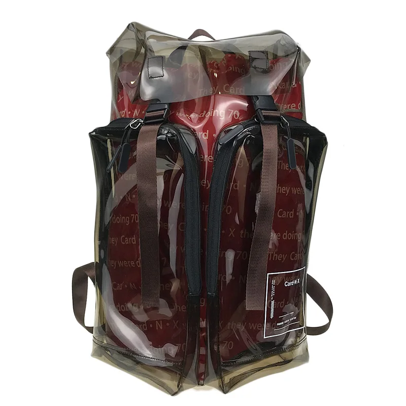 

Bags for girls and boys PVC backpack female student large-capacity school bag 2020 new transparent reflective street