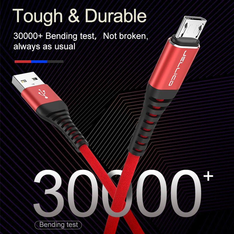 Jellico Micro USB кабель Hi tensed Быстрая зарядка для передачи данных samsung Xiaomi Tablet Android