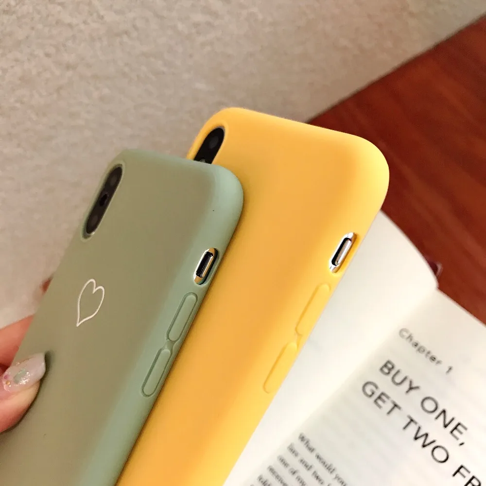 Lover Heart Painted Case for iPhone XS Max Couple For 6s 7 8 Plus Cute Candy Colors X XR Luxury Red Cover |