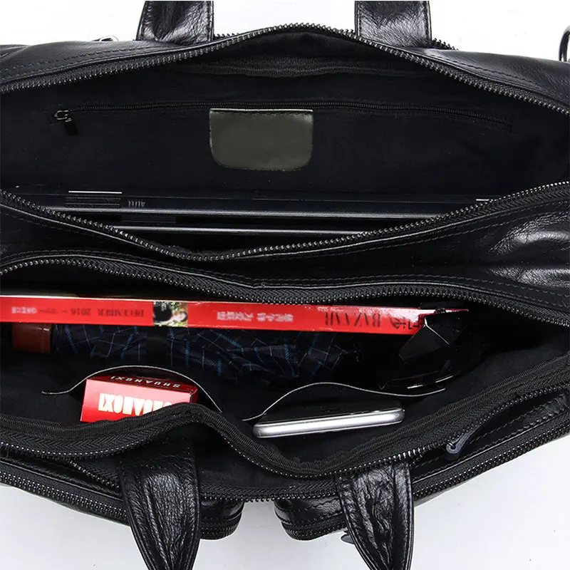 multi functional genuine leather handbags men fashion laptop briefcases mens office shoulder bags tote male travel bag free global shipping