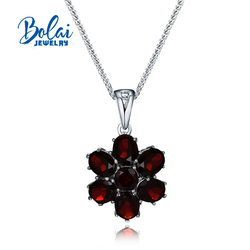 pendant Bolaijewelry, гранат, ювелирный набор, натуральный gemstonet, 925 пробы, серебряный, цветочный дизайн, хорошее ювелирное изделие для женщин, подарки на годовщину - Цвет камня: pendant
