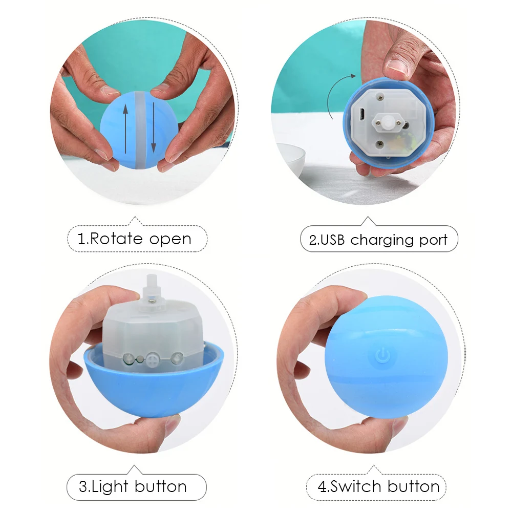 

Three colors Pet toy jumping ball USB electric pet ball LED rolling flash ball funny toy Smart Interactive Pet Toy Ball