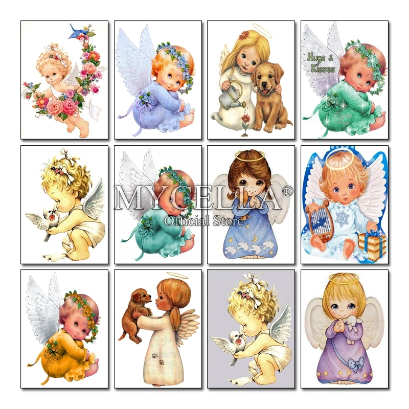 

5D DIY Diamond Painting Cartoon Mosaic Angel Baby Round Full Needlework Embroidery Cross Stitch Rhinestone Decor Christmas Gift