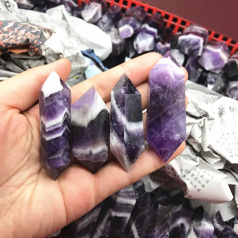 10 шт. натуральный аметист мечты обелиск кварц Хрустальная палочка двойная точка