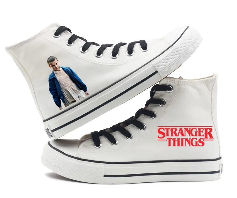 Новые парусиновые туфли с принтом «Stranger Things Eleven 11», «DEMOGORGON», для мужчин, женщин, мальчиков и девочек, унисекс, высокие парусиновые туфли на плоской подошве, 2 цвета
