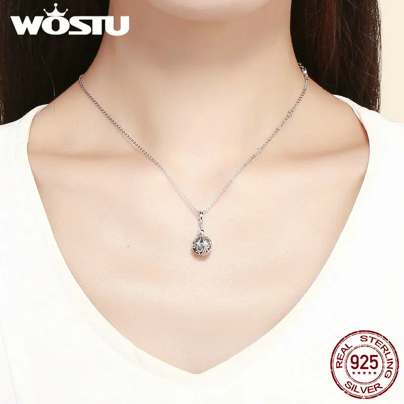 WOSTU, Настоящее серебро 925 пробы, благодарность для мамы, очаровательный браслет и ожерелье, подвеска, уникальный бренд, ювелирное изделие, подарок, FIC1008