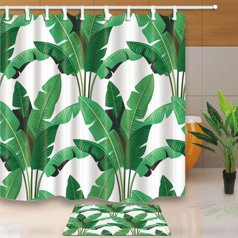 Домашний декор занавески для душа зеленые листья ванной современный простой