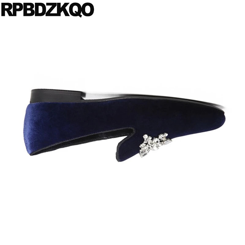 Spring 11 Blue Runway European Loafers Velvet Casual Shoes Men Large Size Slip On Rhinestone Luxury Smoking Slippers 47 Brand | Обувь